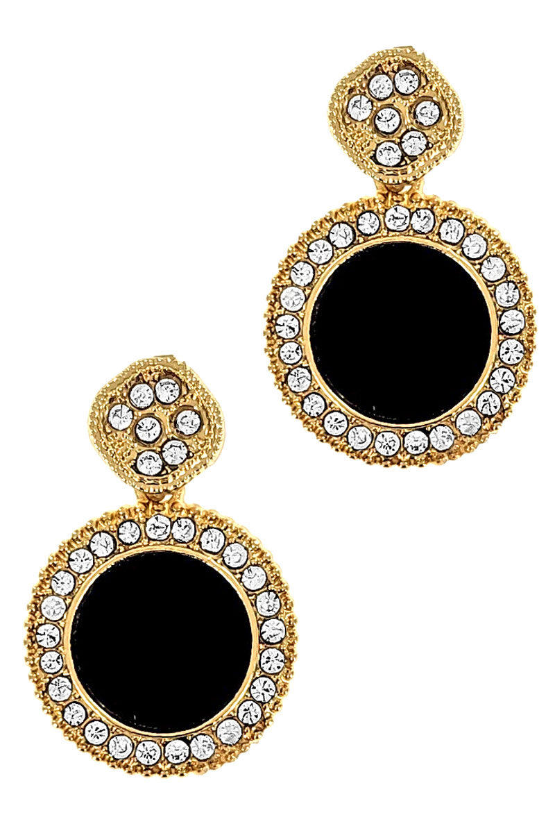Black Resin Circle Dangle Earrings