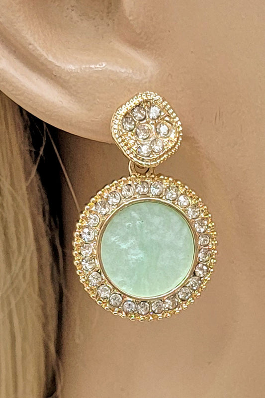 Green Resin Circle Dangle Earrings