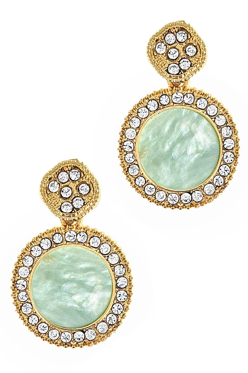 Green Resin Circle Dangle Earrings