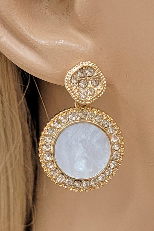 White Resin Circle Drop Earrings