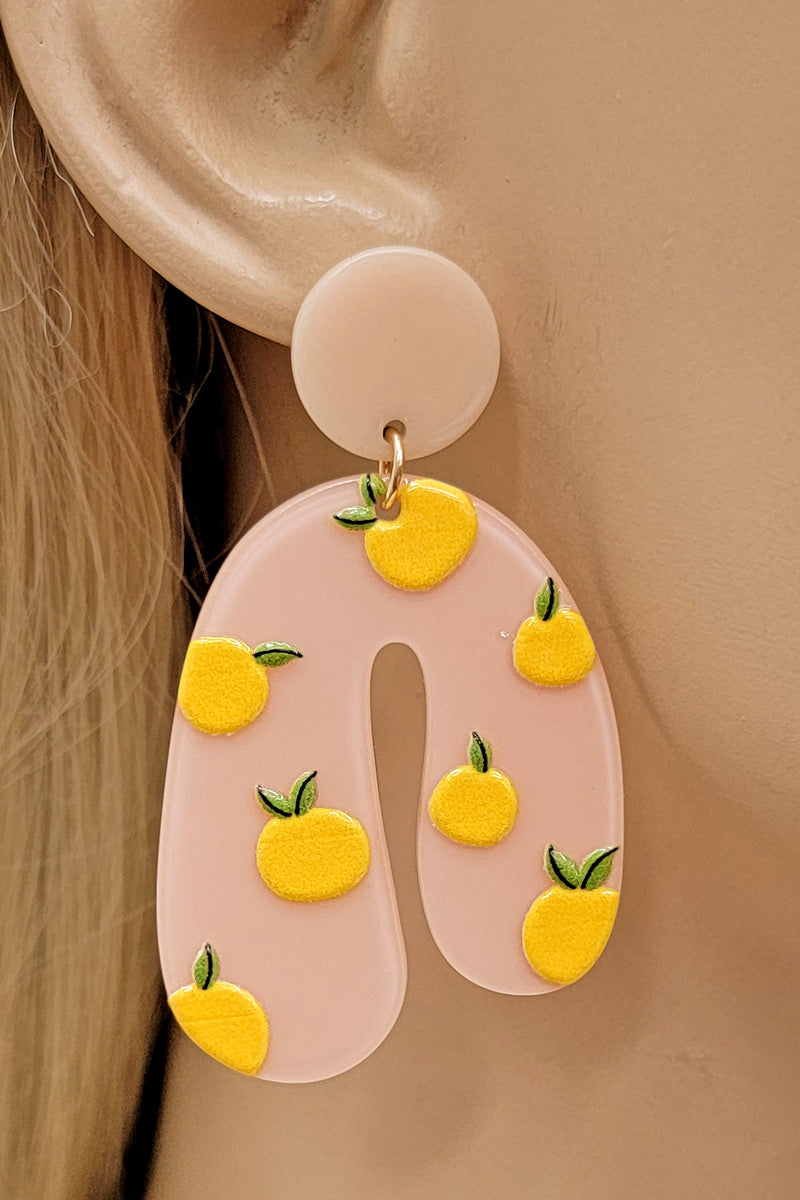 Resin Drop Orange Earrings