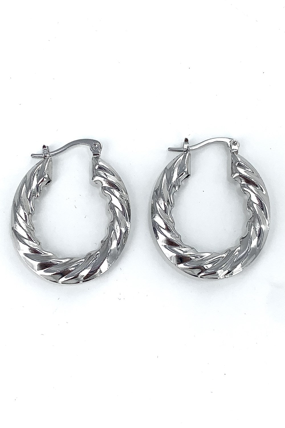 Silver Twisted Hoop Earrings