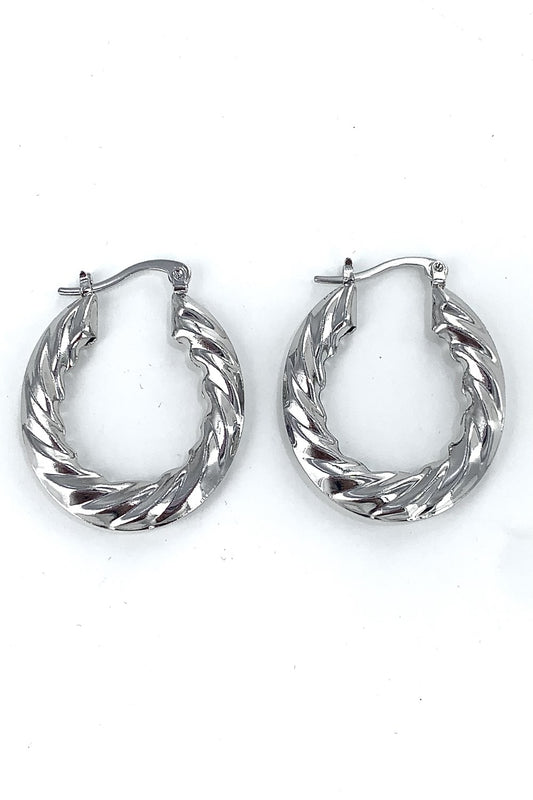 Silver Twisted Hoop Earrings