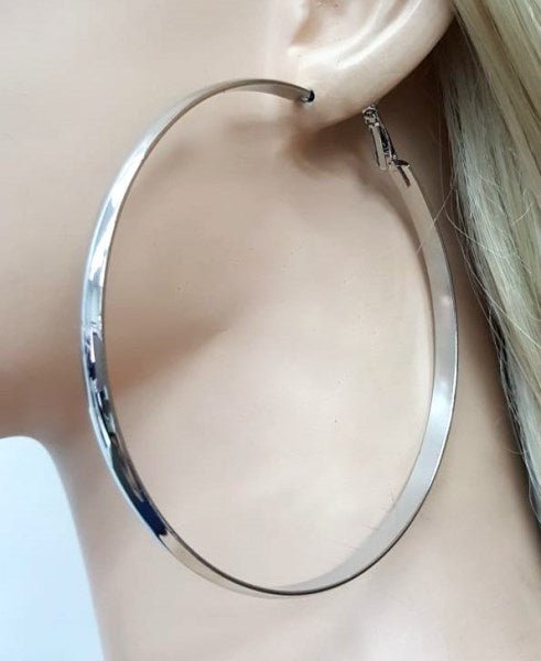 Silver 80mm Hoop Earring