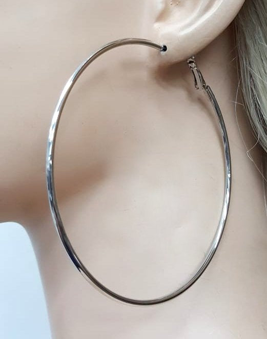 Silver 80mm Hoop Earring