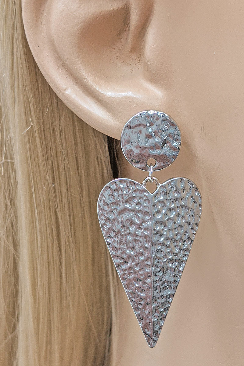 Rhodium Heart Dangle Earring