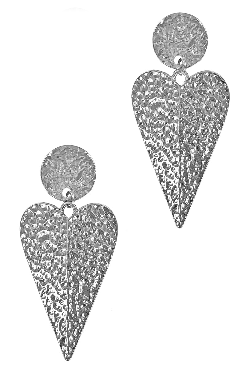 Rhodium Heart Dangle Earring