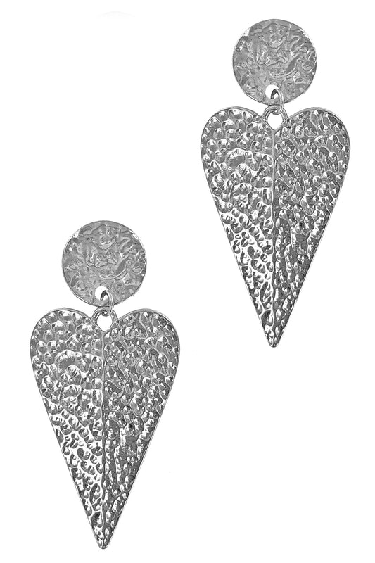 Rhodium Heart Dangle Earring