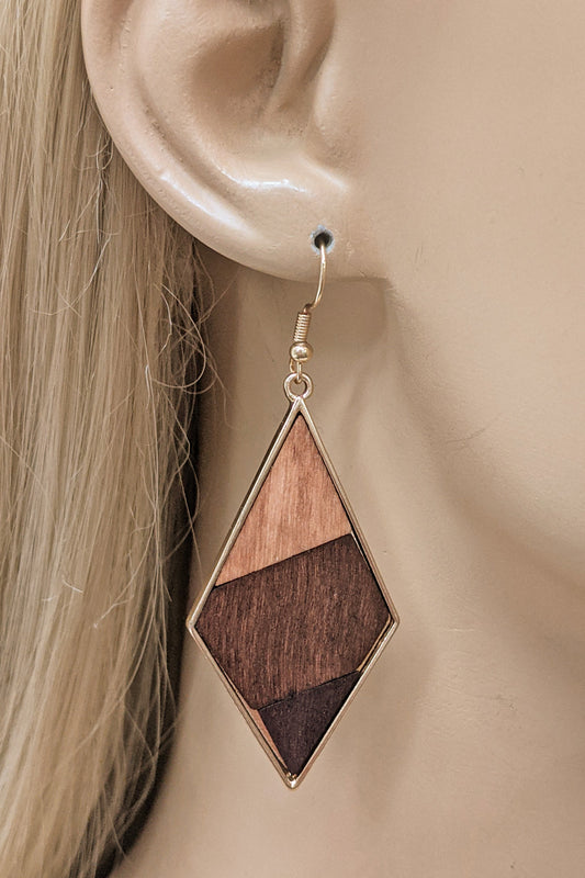 Triangle Wood Drop Earrings