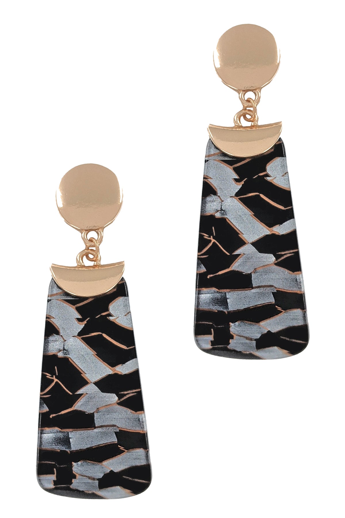 Black Two Tone Acrylic Dangle Earrings