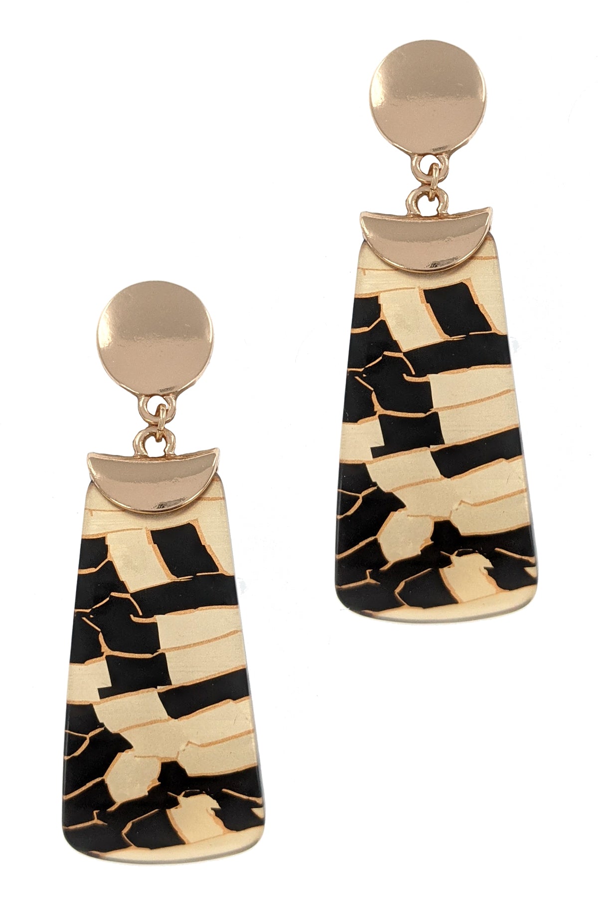 Dark Khaki Two Tone Acrylic Dangle Earrings