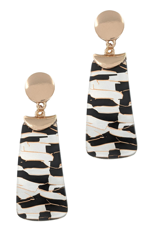Natural Two Tone Acrylic Dangle Earrings
