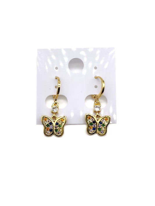 Multi-color Gold Dipped Butterfly Dangle Earring