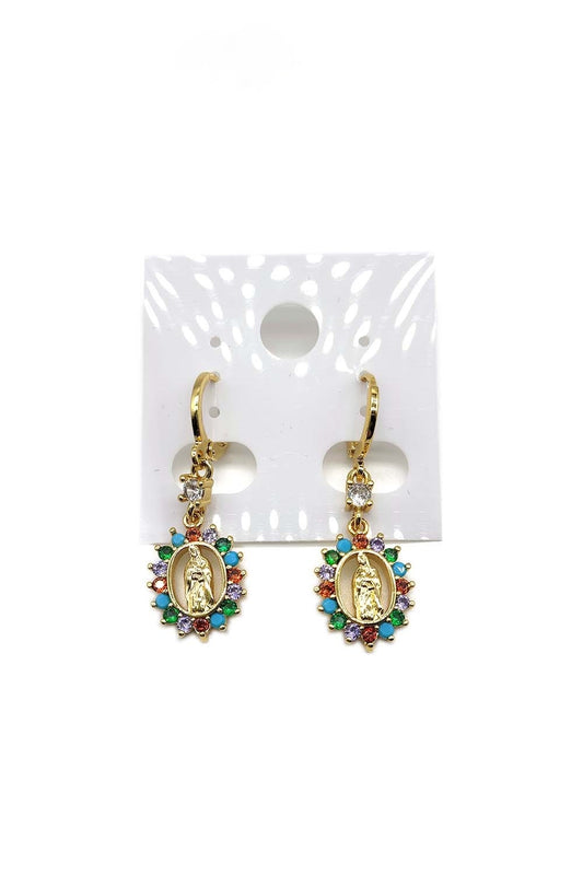 Multi-color Gold Dipped Virgen Marry Dangle Earring