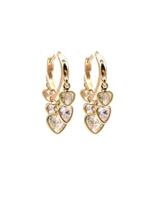 Gold Dipped Heart CZ Small Hoop Earring