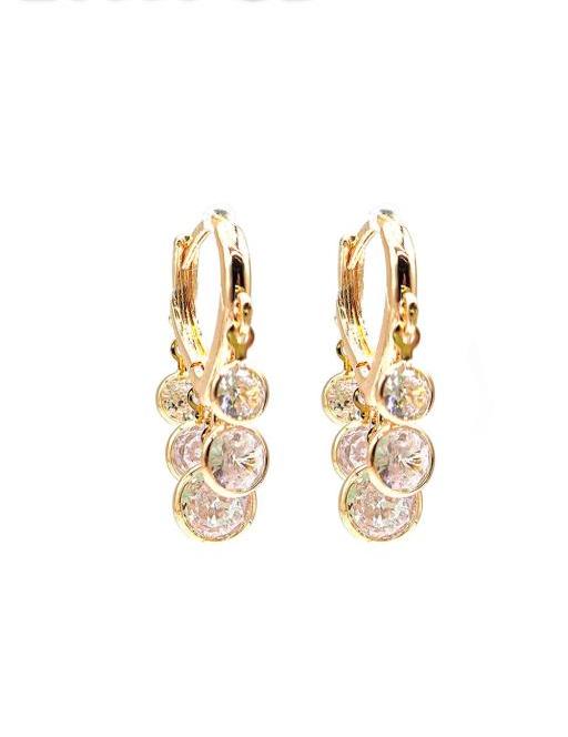 Gold Dipped Cubic Zirconia Dangle Small Hoop Earring