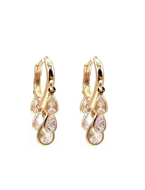 Gold Dipped Tear Drop CZ Small Hoop Earring