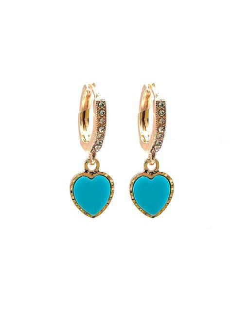 Turquoise Gold Dipped Heart Dangle Earring