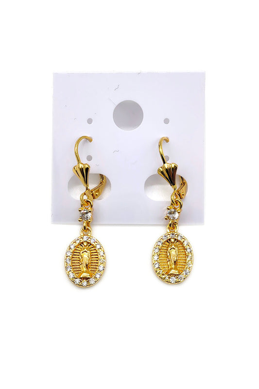 Gold Dipped Virgen De Guadalupe Earring