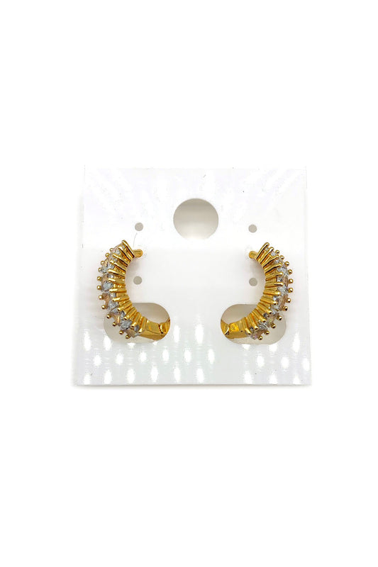 Rhinestone Mini Hoop Earring Gold Dipped