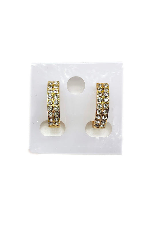 Rhinestone Mini Hoop Earring Gold Dipped