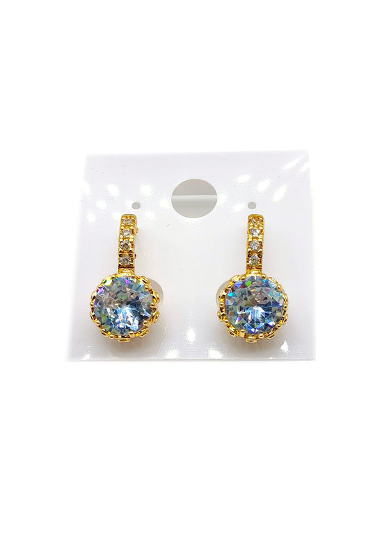Rhinestone Mini Hoop Earring Gold Dipped