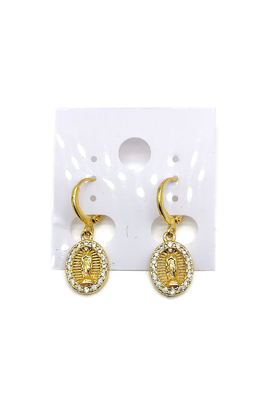 Gold Dipped Virgen De Guadalupe Earring