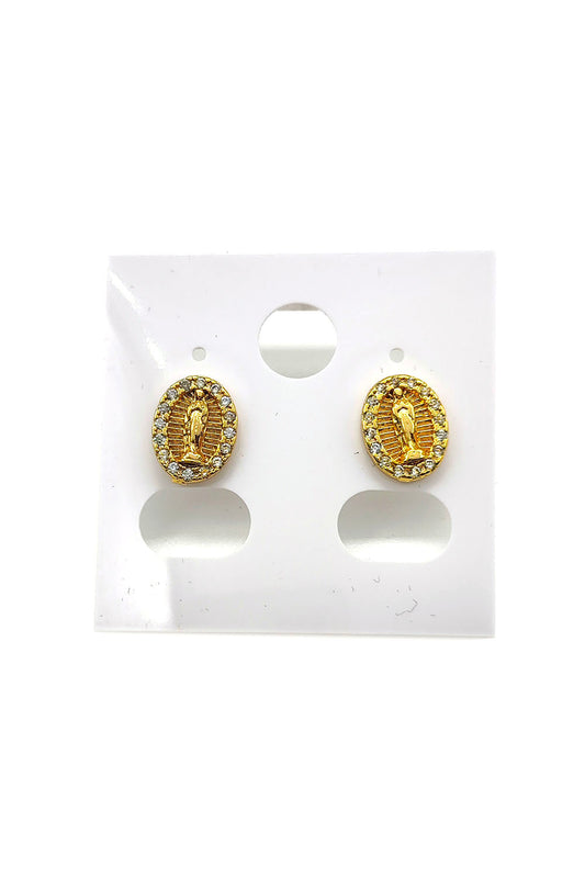 Gold Dipped Virgen De Guadalupe Stud Earring