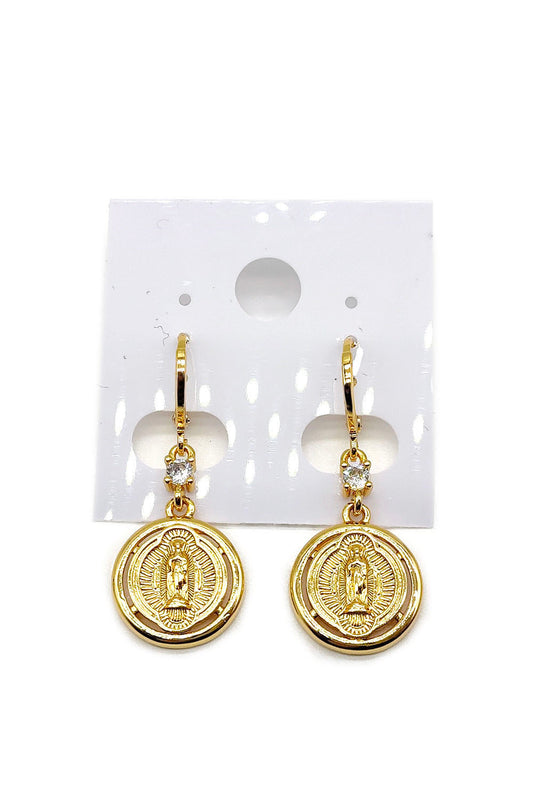 Gold Dipped Virgen De Guadalupe Earring