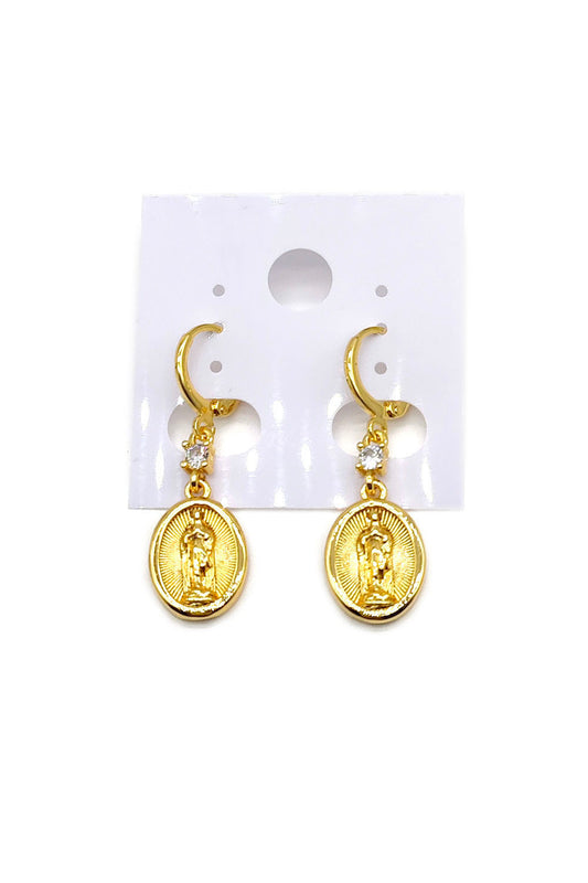Gold Dipped Virgen De Guadalupe Earrings