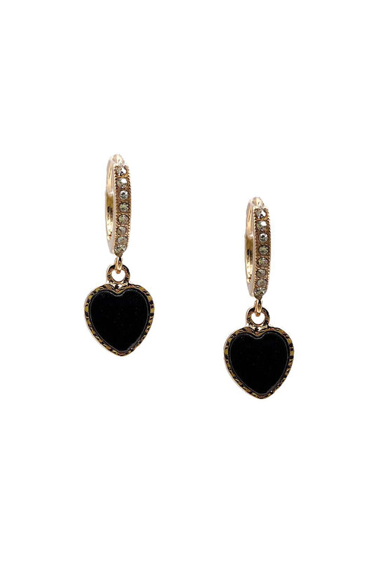 Black Gold Dipped Heart Dangle Earring