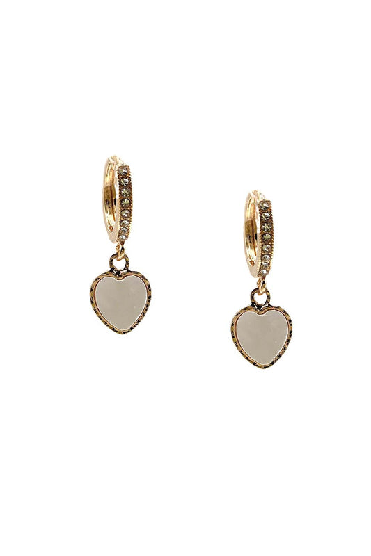 White Gold Dipped Heart Dangle Earring