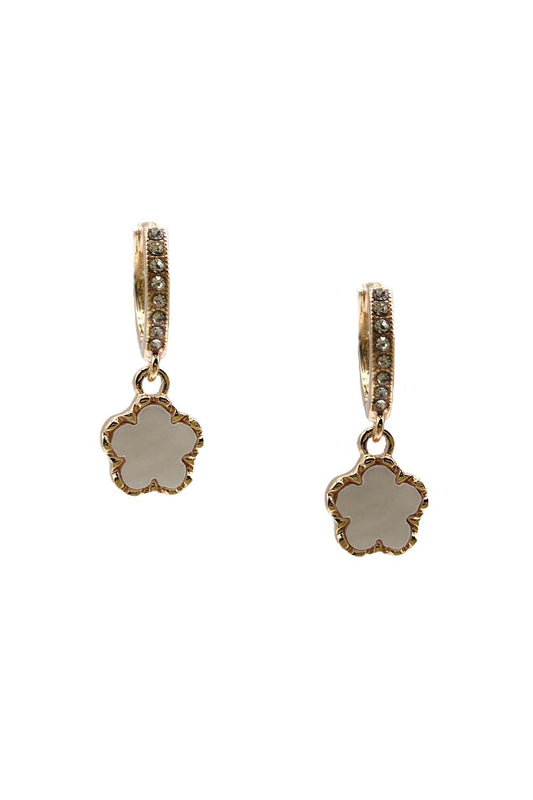 White Gold Dipped Clover Dangle Earring