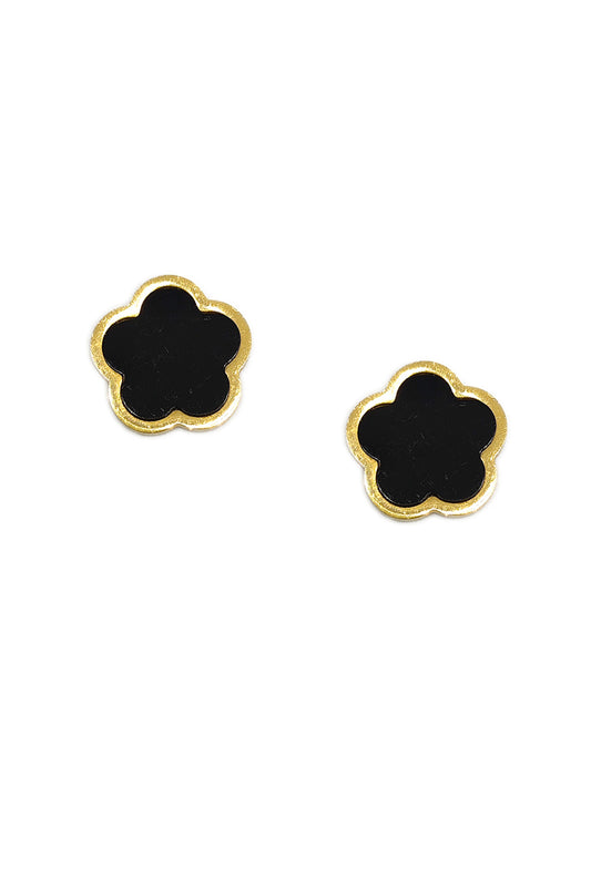 Black Clover Stud Gold Dipped Earrings