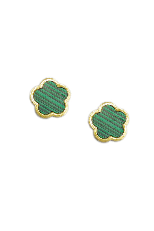 Green Gold Dipped Clover Stud Earrings