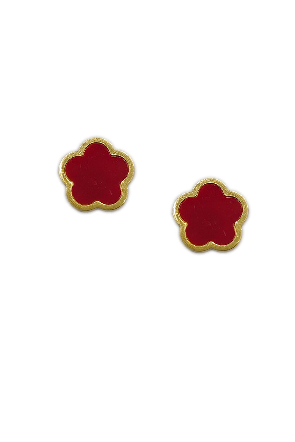 Red Clover Stud Gold Dipped Earrings