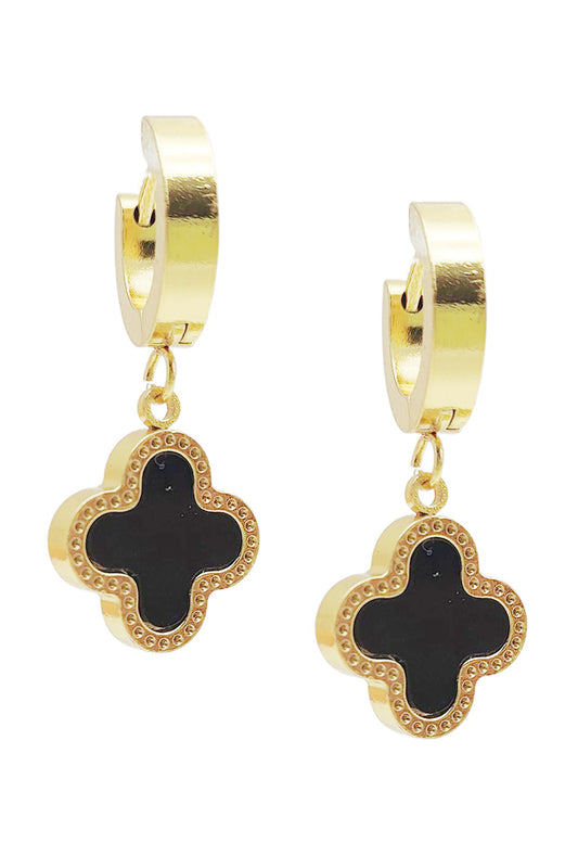 Stainless Steel Clover Design Dangle Earrings