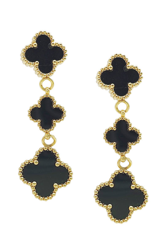 Stainless Steel Clover Dangle Earrings