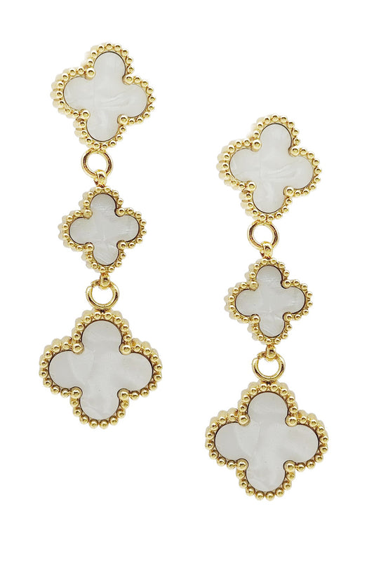 Stainless Steel Clover Design Dangle Earrings