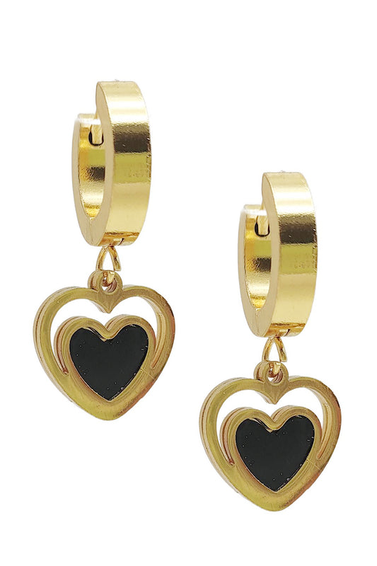 Stainless Steel Heart Design Dangle Earrings