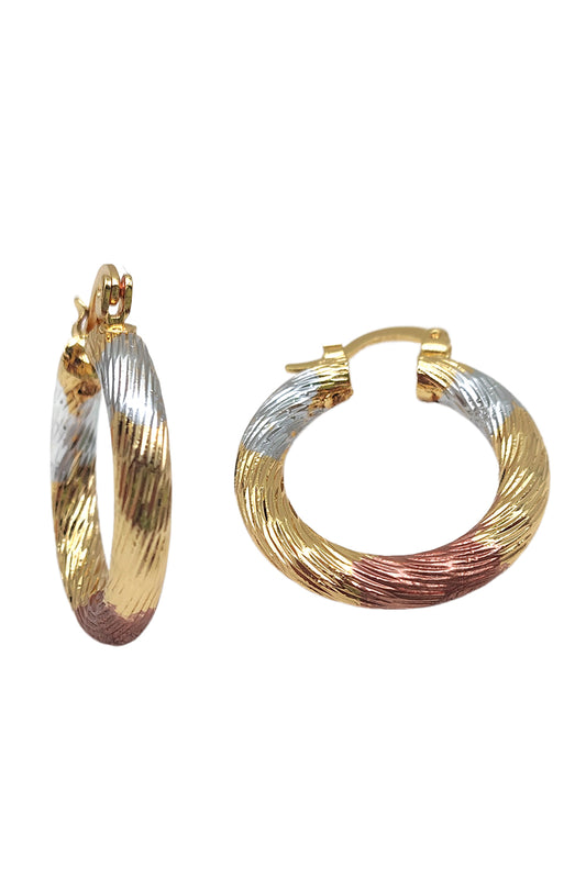 Gold Plated 3-Tone Small Hoop Earrings