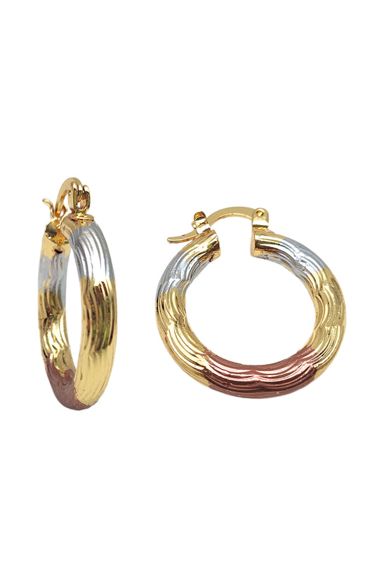 Gold Plated 3-Tone Small Hoop Earrings