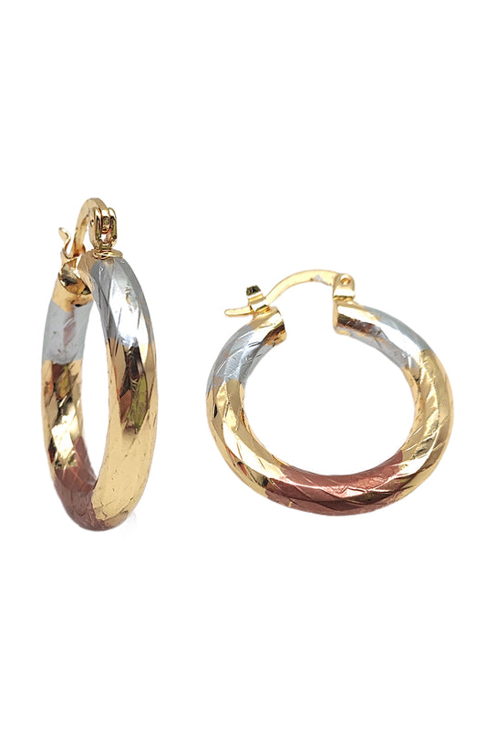 Gold Plated 3-Tone Small Hoop Earrings