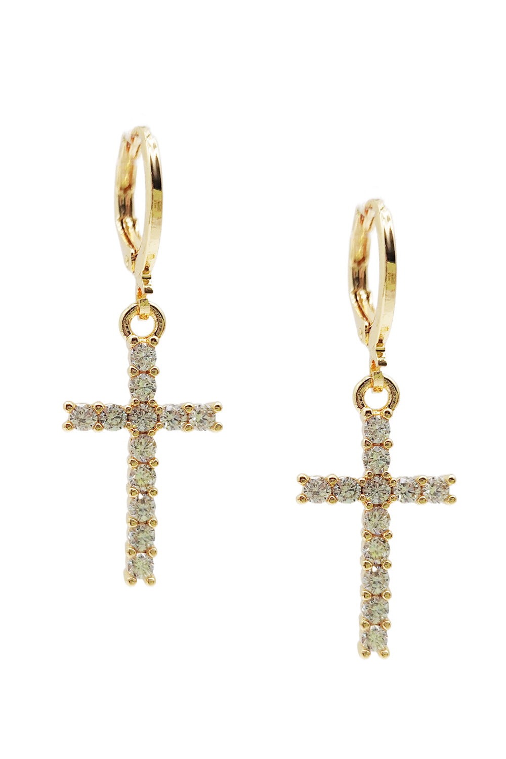 Gold Dipped Cross Dangle Earrings