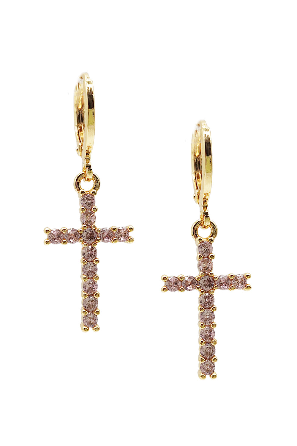 Gold Dipped Cross Dangle Earrings