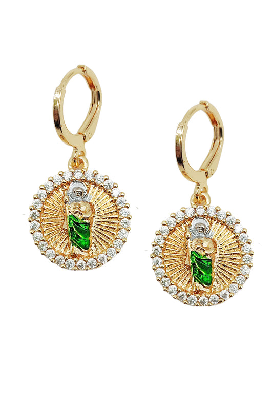 San Judas Gold Dipped Dangle Earrings