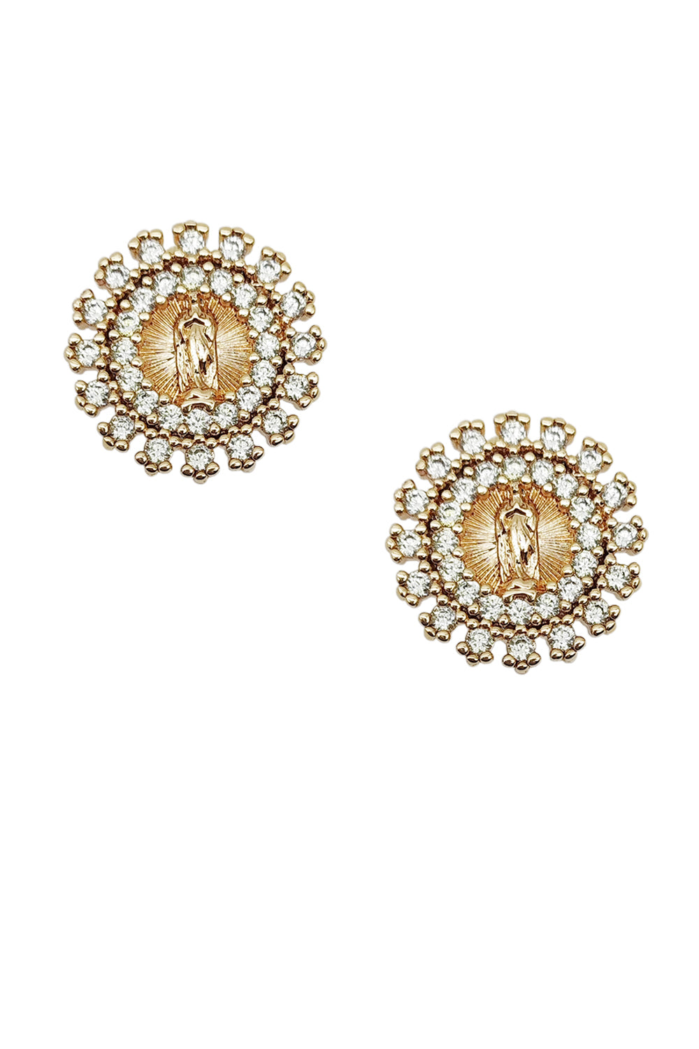 Virgen De Guadalupe Gold Dipped Stud Earrings