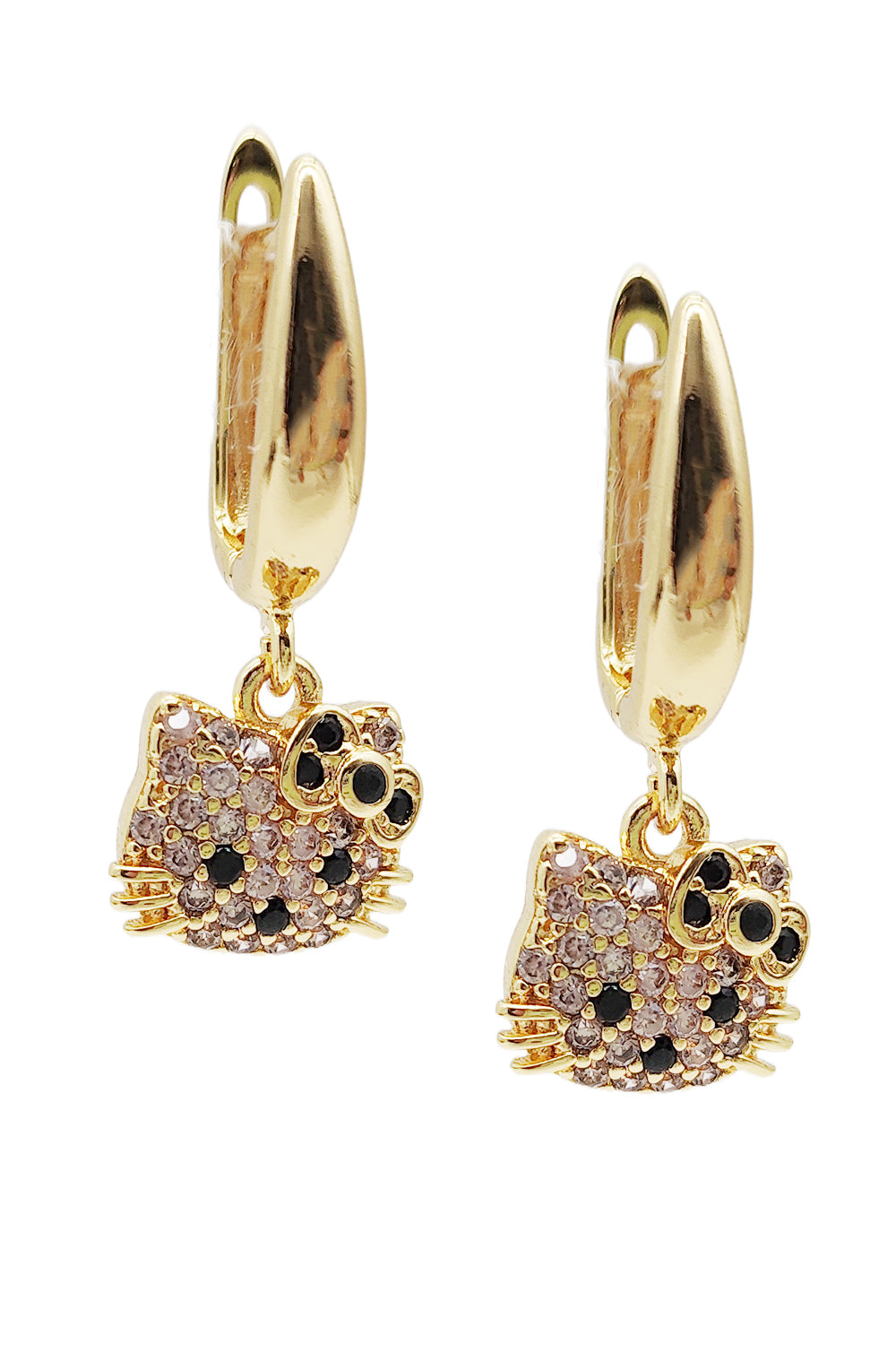 Gold Dipped Cat Dangle Earrings