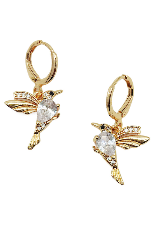 Gold Dipped Hummingbird Dangle Earrings