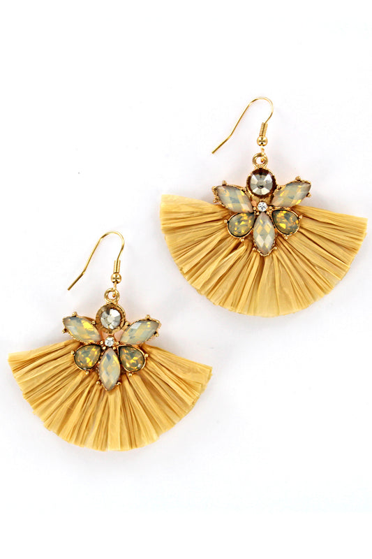 Natural Tone Raffia Stone Earrings